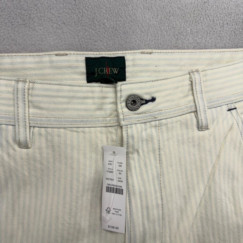 J Crew Jeans men's 34x34 White Blue Relaxed fit carpenter pant faded stripe NEW - Picture 4 of 11